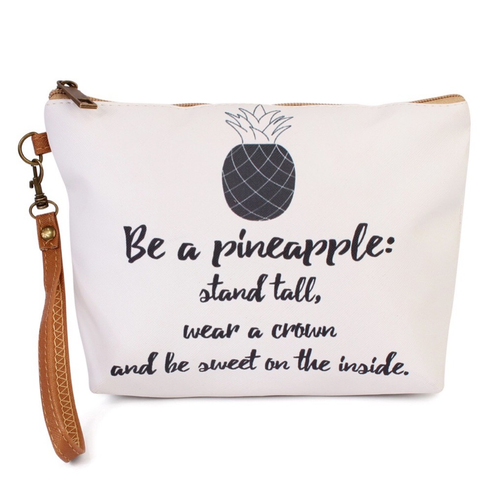 Pineapple cosmetic / makeup bag / wristlet 6x9